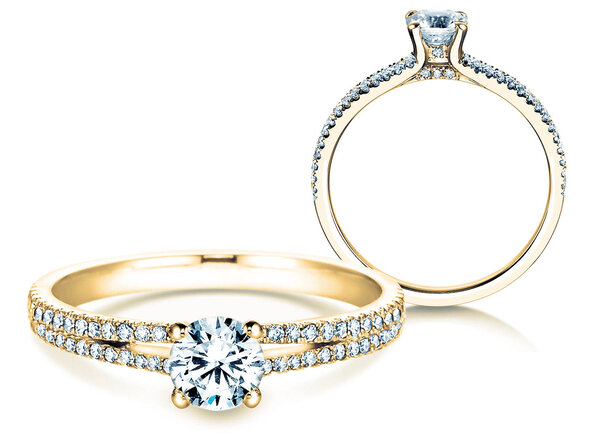 Bague de fiançailles Dynasty Petite dans 18K or jaune avec diamants 0,85ct G/SI