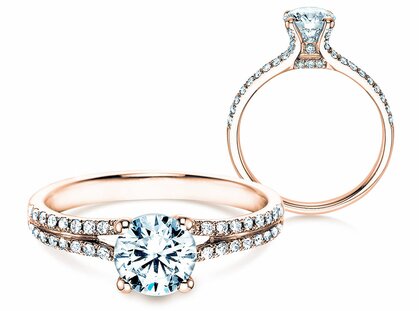 Bague de fiançailles Dynasty dans 18K or rose avec diamants 1,27ct G/SI
