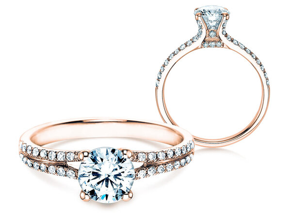 Bague de fiançailles Dynasty dans 18K or rose avec diamants 1,27ct G/SI