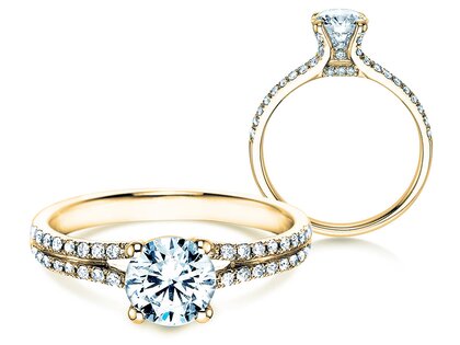 Bague de fiançailles Dynasty dans 18K or jaune avec diamants 1,27ct G/SI