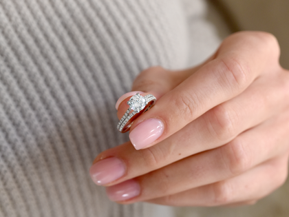 Bague de fiançailles Dynasty dans 18K or blanc avec diamants 1,27ct G/SI