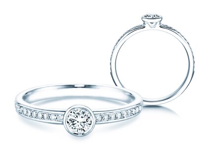 Bague de fiançailles Eternal Pavé dans 14K or blanc avec diamants 0,40ct