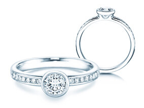 Bague de fiançailles Eternal Pavé en 9K or blanc avec diamants 0,70ct G/SI