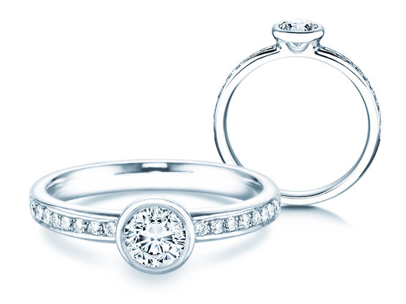 Bague de fiançailles Eternal Pavé dans 14K or blanc avec diamants 0,70ct G/SI
