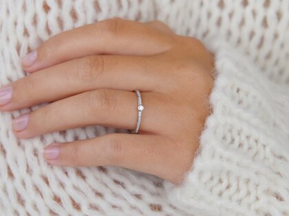 Bague de fiançailles Eternal Pavé dans 14K or blanc avec diamants 0,21ct G/SI