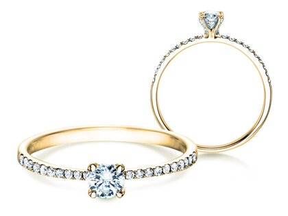 Bague de fiançailles Grace Petite dans 18K or jaune avec diamants 0,43ct G/SI