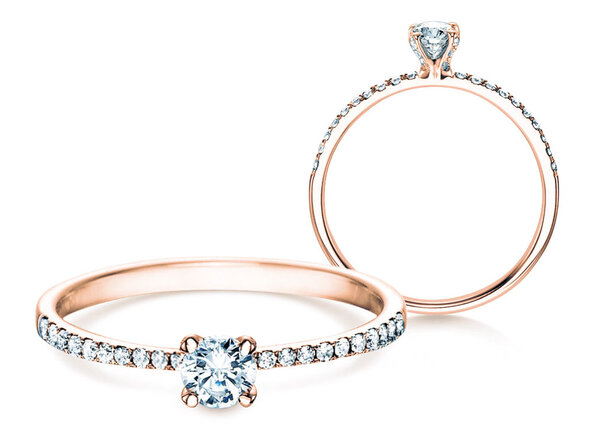 Bague de fiançailles Grace Petite dans 18K or rose avec diamants 0,43ct G/SI