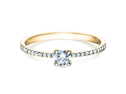 Bague de fiançailles Grace Petite dans 18K or jaune avec diamants 0,43ct G/SI