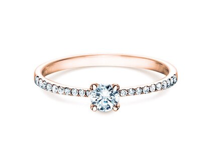 Bague de fiançailles Grace Petite dans 18K or rose avec diamants 0,43ct G/SI