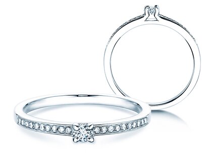 Bague de fiançailles Modern Pavé dans 18K or blanc avec diamants 0,15ct G/SI