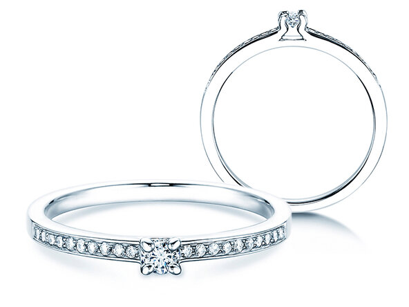 Bague de fiançailles Modern Pavé dans 18K or blanc avec diamants 0,15ct G/SI