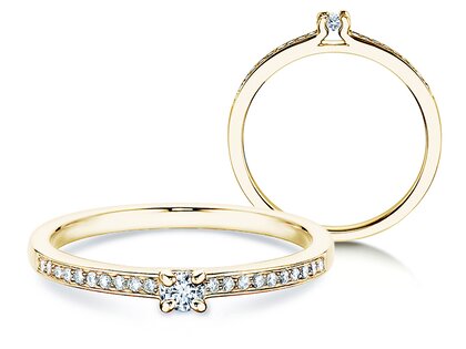 Bague de fiançailles Modern Pavé dans 14K or jaune avec diamants 0,15ct G/SI