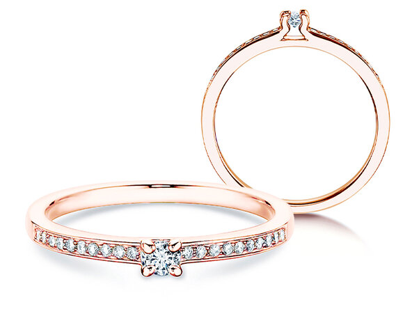 Bague de fiançailles Modern Pavé dans 18K or rose avec diamants 0,15ct G/SI