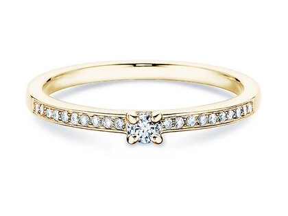 Bague de fiançailles Modern Pavé dans 14K or jaune avec diamants 0,15ct G/SI