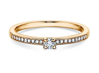 Bague de fiançailles Modern Pavé dans 14K or jaune avec diamants 0,15ct G/SI