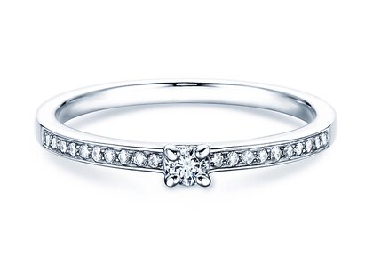 Bague de fiançailles Modern Pavé dans 14K or blanc avec diamants 0,15ct G/SI