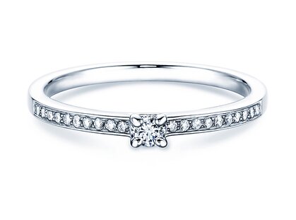 Bague de fiançailles Modern Pavé dans platine 950/- avec diamants 0,15ct G/SI
