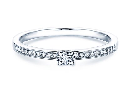 Bague de fiançailles Modern Pavé dans platine 950/- avec diamants 0,15ct G/SI