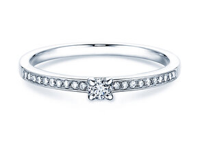Bague de fiançailles Modern Pavé dans 14K or blanc avec diamants 0,15ct G/SI
