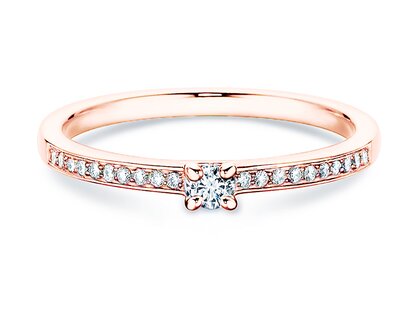 Bague de fiançailles Modern Pavé dans 18K or rose avec diamants 0,15ct G/SI