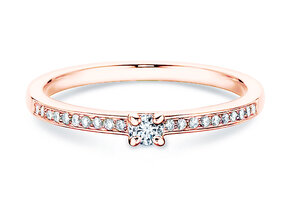 Bague de fiançailles Modern Pavé dans 18K or rose avec diamants 0,15ct G/SI