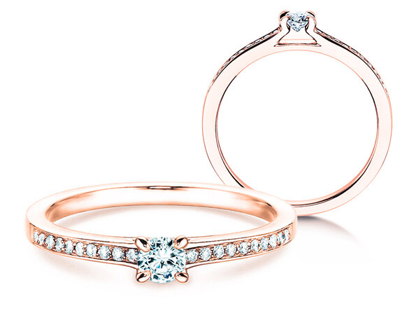 Bague de fiançailles Modern Pavé dans 18K or rose avec diamants 0,20ct G/SI