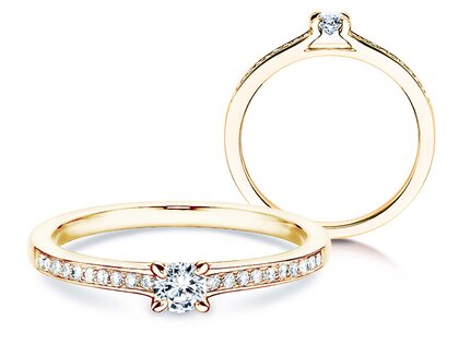 Bague de fiançailles Modern Pavé dans 18K or jaune avec diamants 0,20ct G/SI