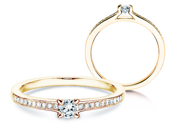 Bague de fiançailles Modern Pavé dans 18K or jaune avec diamants 0,20ct G/SI
