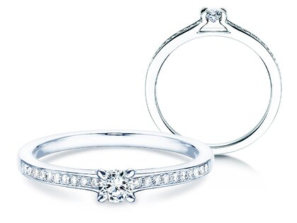 Bague de fiançailles Modern Pavé dans platine 950/- avec diamants 0,25ct G/SI