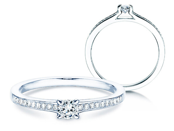 Bague de fiançailles Modern Pavé dans platine 950/- avec diamants 0,25ct G/SI