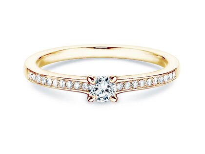 Bague de fiançailles Modern Pavé dans 18K or jaune avec diamants 0,20ct G/SI