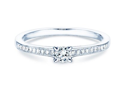 Bague de fiançailles Modern Pavé dans 18K or blanc avec diamants 0,20ct G/SI