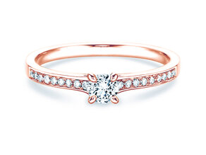 Bague de fiançailles Modern Pavé dans 14K or rose avec diamants 0,35ct G/SI