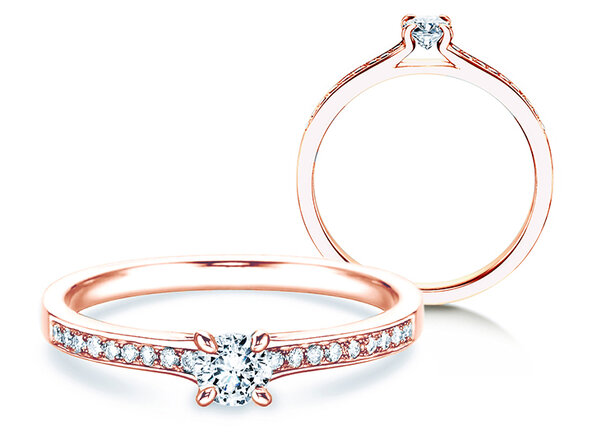Bague de fiançailles Modern Pavé dans 14K or rose avec diamants 0,35ct G/SI