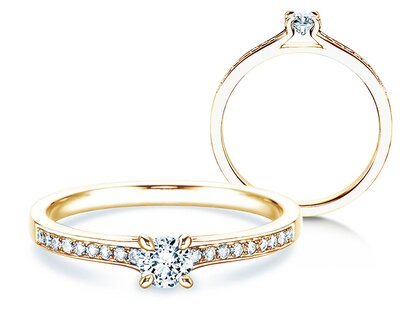 Bague de fiançailles Modern Pavé dans 14K or jaune avec diamants 0,30ct G/SI