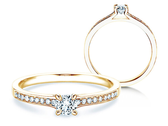 Bague de fiançailles Modern Pavé dans 14K or jaune avec diamants 0,30ct G/SI