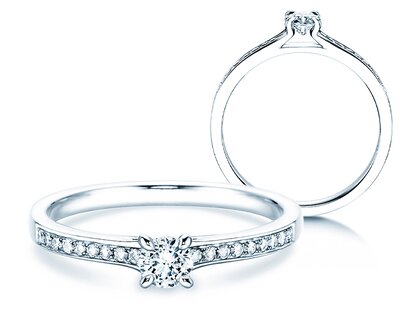 Bague de fiançailles Modern Pavé dans 18K or blanc avec diamants 0,30ct G/SI