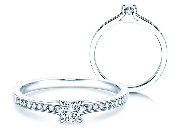 Bague de fiançailles Modern Pavé dans 18K or blanc avec diamants 0,30ct G/SI