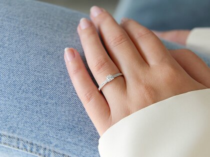 Bague de fiançailles Modern Pavé dans 18K or blanc avec diamants 0,30ct G/SI