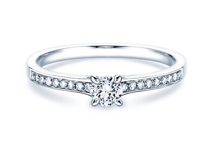 Bague de fiançailles Modern Pavé dans 18K or blanc avec diamants 0,30ct G/SI