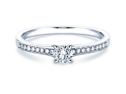 Bague de fiançailles Modern Pavé dans platine
