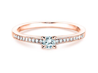 Bague de fiançailles Modern Pavé dans 18K or rose avec diamants 0,30ct