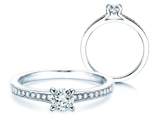 Bague de fiançailles Modern Pavé dans 14K or blanc avec diamants 0,15ct G/SI