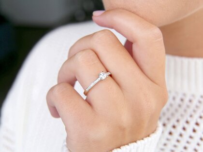 Bague de fiançailles Modern Pavé dans 14K or blanc avec diamants 0,35ct G/SI
