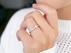 Bague de fiançailles Modern Pavé dans 14K or blanc avec diamants 0,35ct G/SI