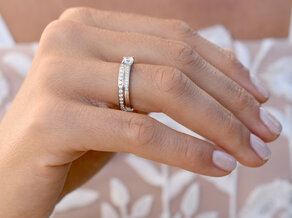 Bague de fiançailles Modern Pavé dans 14K or blanc avec diamants 0,35ct G/SI