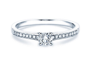 Bague de fiançailles Modern Pavé dans 14K or blanc avec diamants 0,35ct G/SI