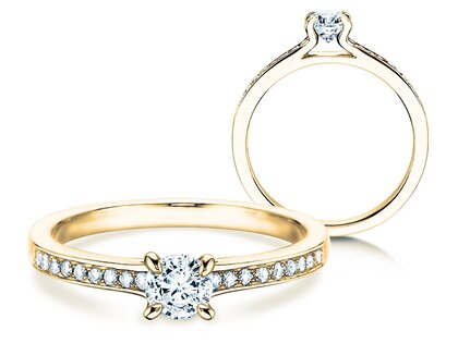Bague de fiançailles Modern Pavé dans or jaune