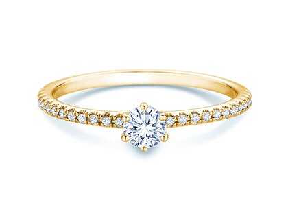 Bague de fiançailles Royal Pavé en 9K or jaune avec diamants naturels 0,25ct G/SI