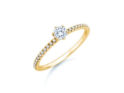 Bague de fiançailles Royal Pavé en 9K or jaune avec diamants naturels 0,25ct G/SI